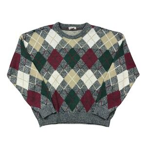 Vintage Windridge Mens XL Argyle Crewneck‎ Sweater Preppy Academia Knit Pullover